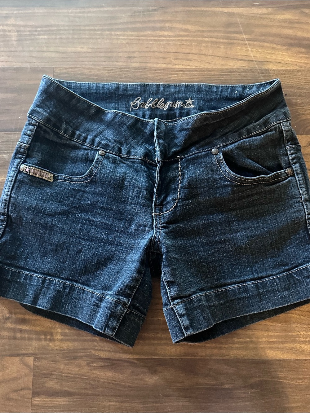 Vintage Bubblegum Dark Blue Denim Cuffed Shorts